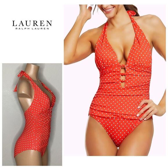 New. Lauren Ralph Lauren dot swimsuit. 6. Retails $139 - Picture 1 of 10